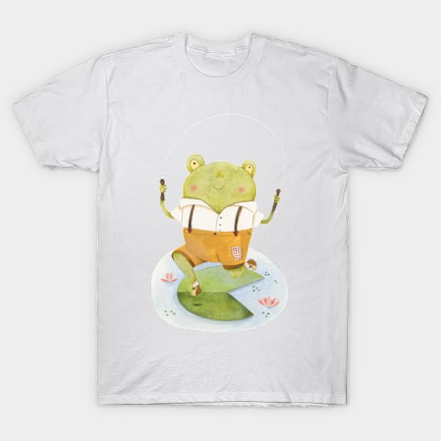 Rope Skipping Frog T-Shirt by judithloske